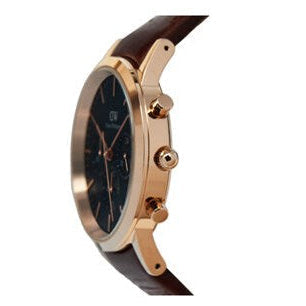 Daniel Wellington Iconic Chronograph Blue Dial Brown Leather Strap Watch For Men - DW00100639