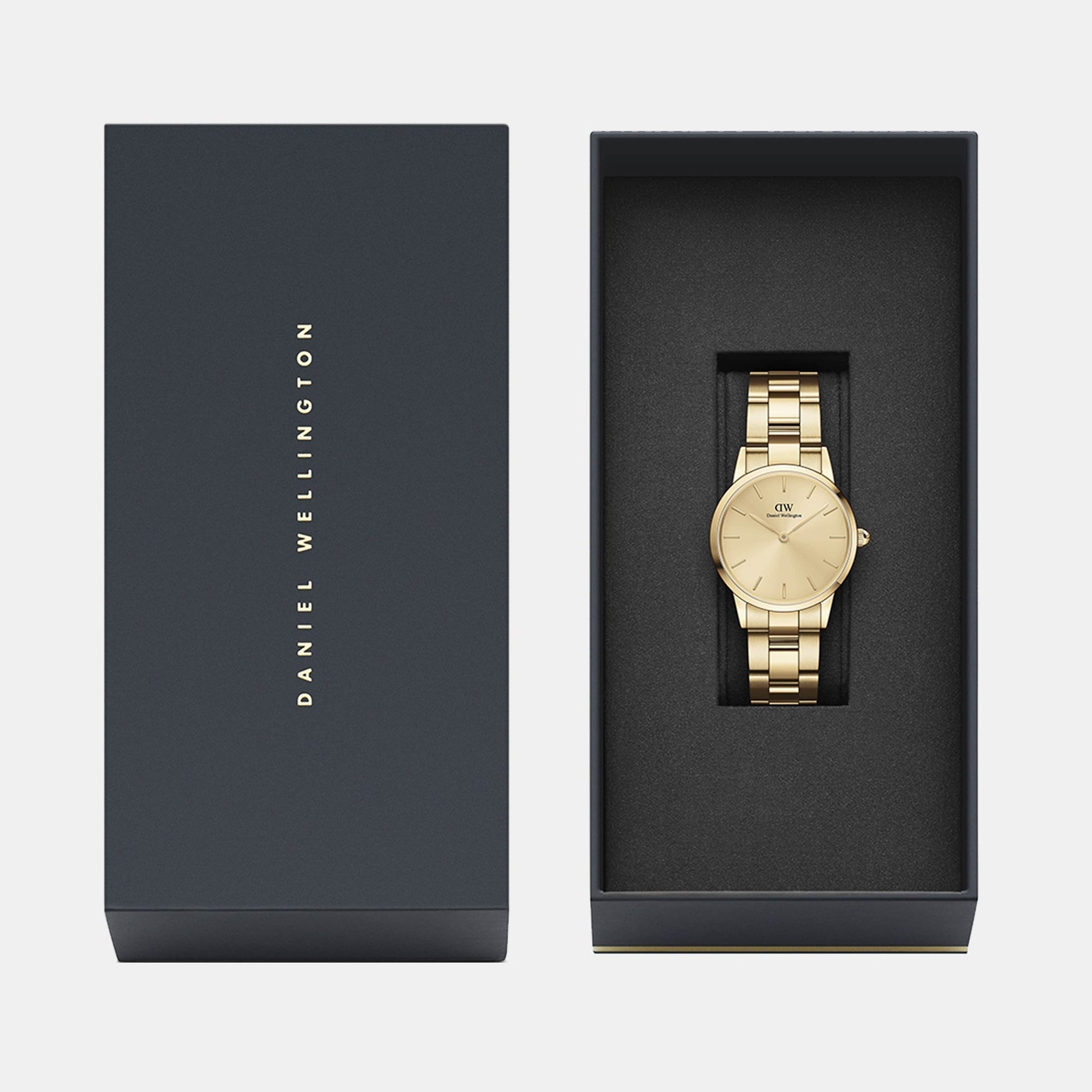 Daniel Wellington Iconic Link Unitone Gold Dial Gold Steel Strap Watch For Women - DW00100403