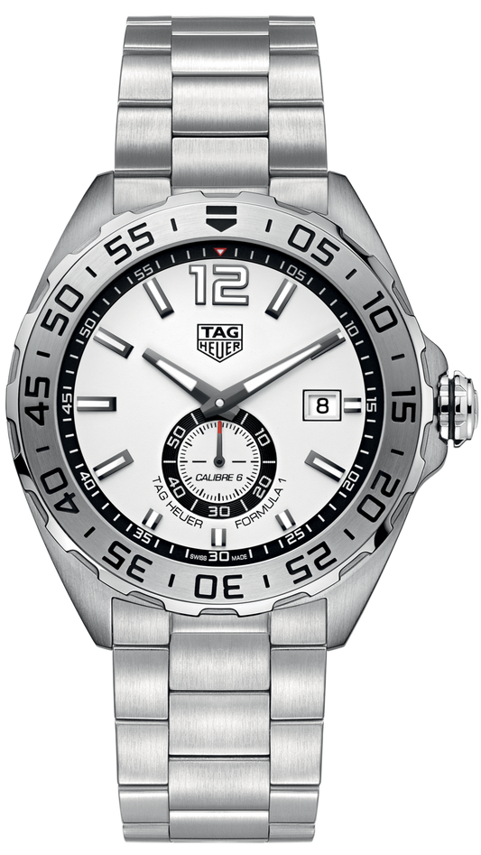 Tag Heuer Formula 1 Calibre 6 Automatic White Dial Silver Steel Strap Watch for Men - WAZ2013.BA0842