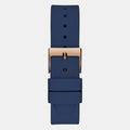 Guess Multifunction Crystals Rose Gold Dial Blue Rubber Strap Watch For Women - GW0439L4