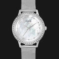 Guess Chelsea Mother of Pearl White Dial Silver Mesh Strap Watch For Women - W0647L1