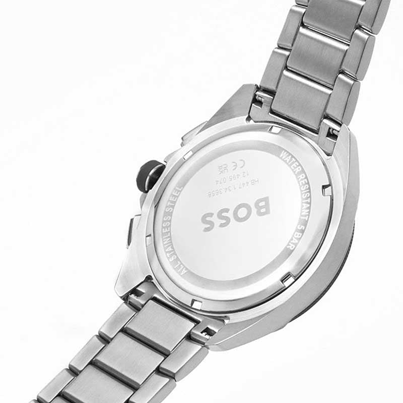 Hugo Boss Intensity Chronograph Black Dial Silver Steel Strap Watch For Men - 1513680