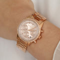 Michael Kors Ritz Chronograph Rose Gold Dial Rose Gold Steel Strap Watch for Women - MK6357