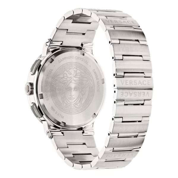 Versace Grace Chronograph Quartz Green Dial Silver Steel Strap Watch For Men - VEZ900121
