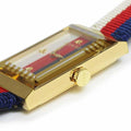 Gucci G-Frame Mother of Pearl Dial White Blue Red Nylon Strap Watch For Women - YA147405