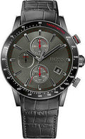 Hugo Boss Rafale Chronograph Grey Dial Black Leather Strap Watch For Men - HB1513445