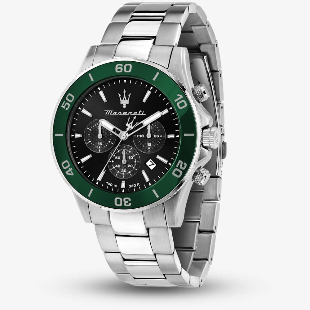 Maserati Competizione Chronograph Black Dial Silver Steel Strap Watch For Men - R8873600008