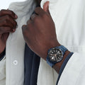 Movado Series 800 Black Dial Blue Ion Plated Steel Strap Watch for Men - 2600139