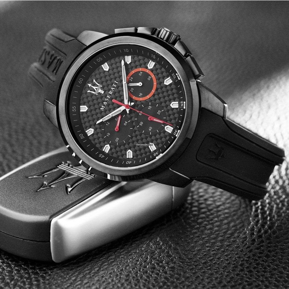 Maserati SFIDA Chronograph Quartz Stainless Steel Black Dial Watch For Men - R8851123007