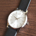 Calvin Klein City Silver Dial Black Leather Strap Watch For Women - K2G231C6