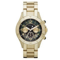 Marc Jacobs Rock Chronograph Black Dial Gold Steel Strap Watch for Women - MBM3253