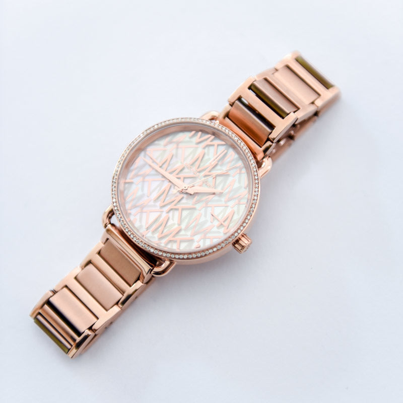 Michael Kors Portia Quartz Silver Dial Rose Gold Steel Strap Watch For Women - MK3887