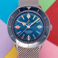 Breitling Superocean Heritage '57 Special Edition II Blue Dial Silver Mesh Bracelet Watch for Men - A103702A1C1A1