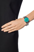Gucci G-Timeless Turquoise Mother of Pearl Dial Silver Mesh Bracelet Watch For Women - YA126582
