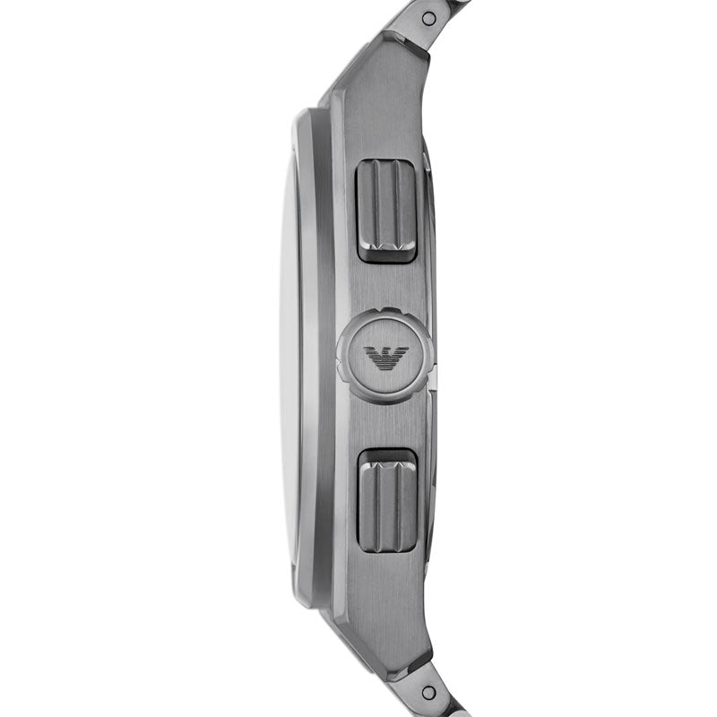 Emporio Armani Federico Chronograph Black Dial Silver Steel Strap Watch For Men - AR11560