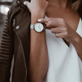 Daniel Wellington Petite Sterling White Dial Silver Mesh Bracelet Watch For Women - DW00100220