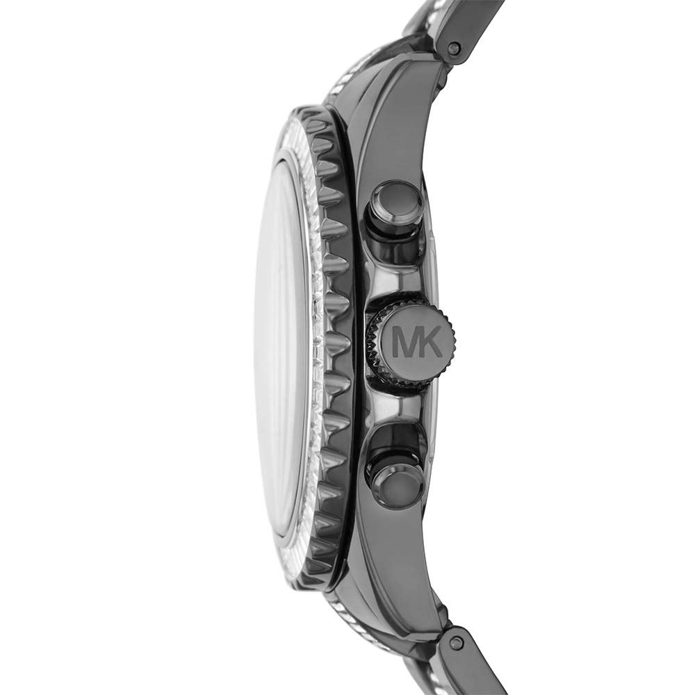 Michael Kors Everest Chronograph Black Dial Grey Steel Strap Watch For Women - MK6974