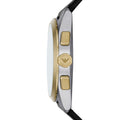 Emporio Armani Claudio Chronograph Silver Dial Black Leather Strap Watch For Men - AR11498