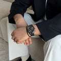 Daniel Wellington Iconic Chronograph Black Dial Black Steel Strap Watch For Men - DW00100642
