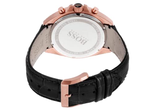 Hugo Boss Driver Black Dial Black Leather Strap Watch for Men - 1513092