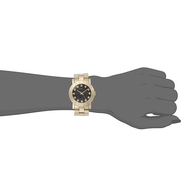 Marc Jacobs Amy Glitz Black Dial Gold Steel Strap Watch for Women - MBM3334