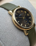 Marc Jacobs Baker Olive Dial Olive Leather Strap Watch for Women - MBM1330