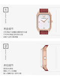 Emporio Armani Gianni T Bar Two-Hand Mother of Pearl Dial Red Leather Strap Watch For Women - AR11467