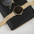 Daniel Wellington Classic Petite Black Dial Gold Mesh Bracelet Watch For Women - DW00100347