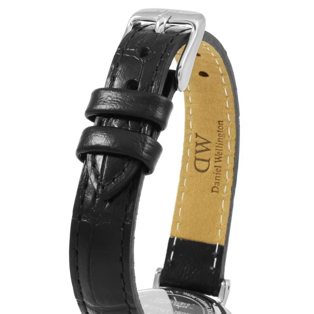 Daniel Wellington Classic Petite Reading White Dial Black Leather Strap Watch For Women - DW00100241