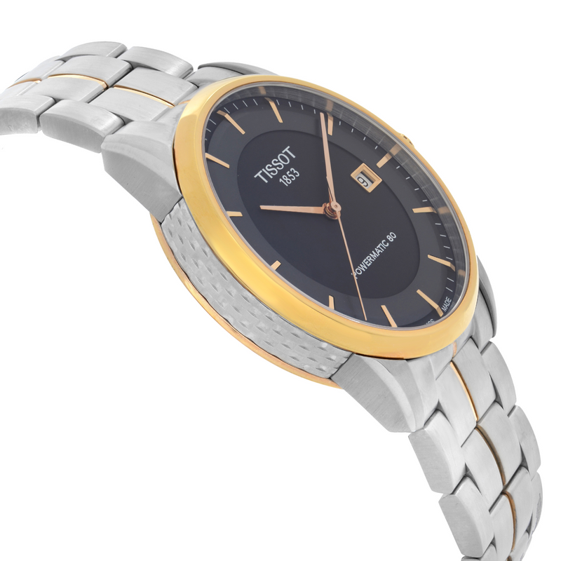 Tissot Luxury Powermatic 80 Black Dial Silver Steel Strap Watch For Men - T086.407.22.051.00