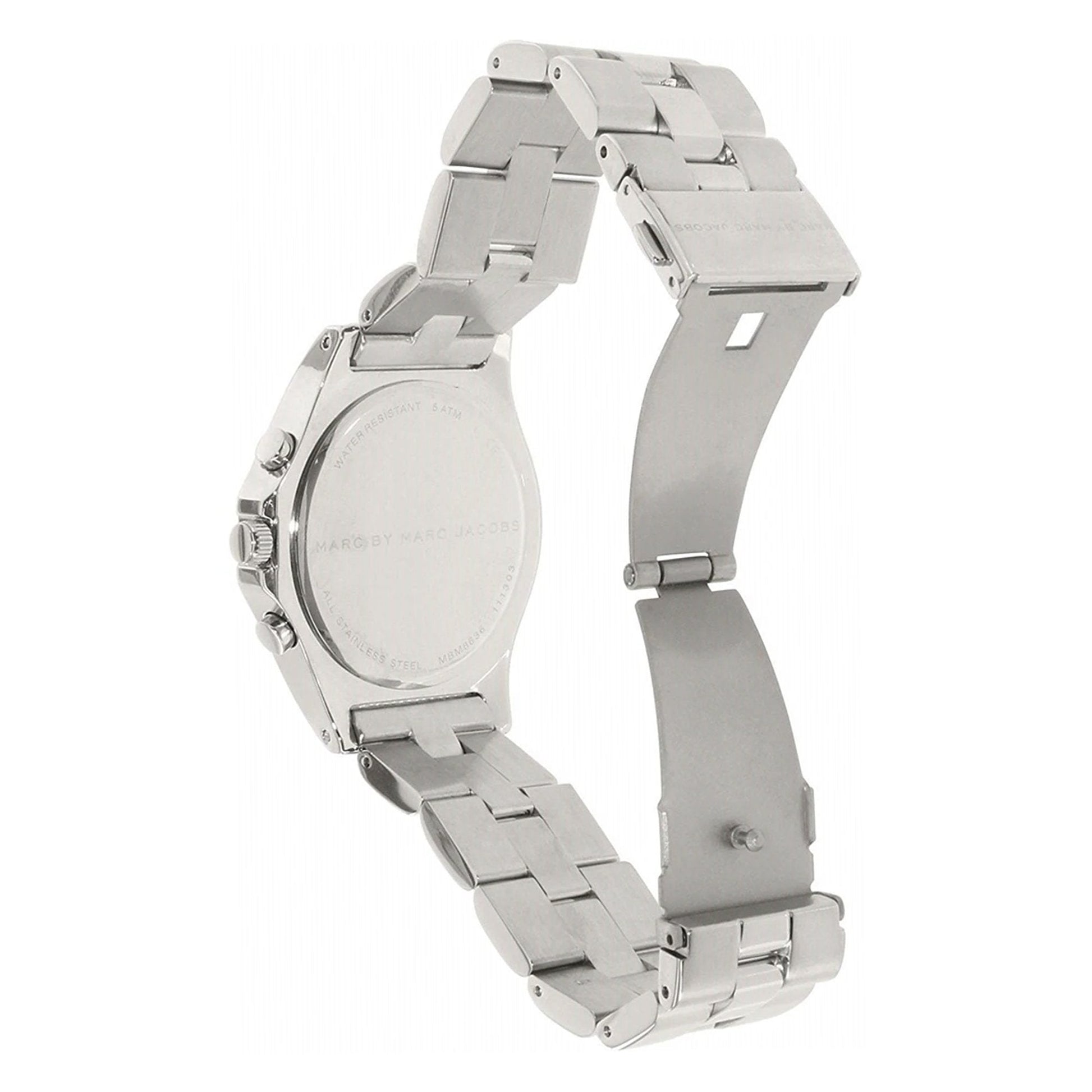 Marc Jacobs Blade Chronograph Brown Dial Silver Steel Strap Watch for Women - MBM8636