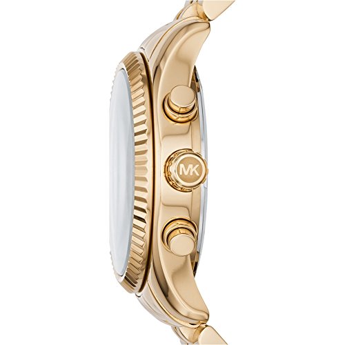 Michael Kors Lexington Chronograph Blue Dial Gold Steel Strap Watch For Women - MK6206