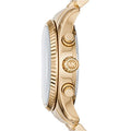 Michael Kors Lexington Chronograph Blue Dial Gold Steel Strap Watch For Women - MK6206