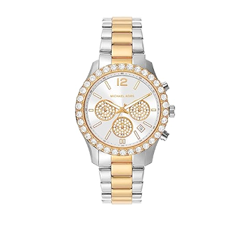 Michael Kors Berkley Chronograph Silver Dial Two Tone Steel Strap Watch For Women - MK7415