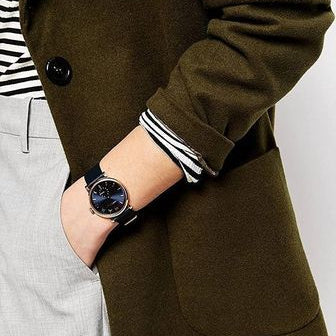 Marc Jacobs Baker Navy Blue Dial Navy Blue Leather Strap Watch for Women - MBM1329