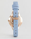Emporio Armani Aurora Quartz Mother of Pearl White Dial Blue Leather Strap Watch For Women - AR11109