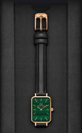 Daniel Wellington Quadro Pressed Sheffield Green Dial Black Leather Strap Watch For Women - DW00100439