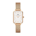 Daniel Wellington Quadro Pressed Melrose White Dial Rose Gold Mesh Strap Watch For Women - DW00100465