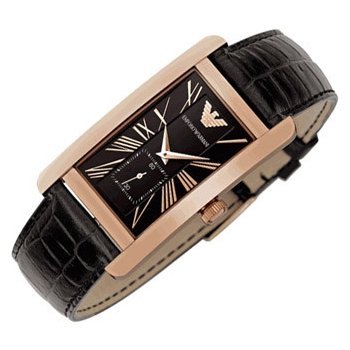 Emporio Armani Classic Black Dial Black Leather Strap Watch For Men - AR0168
