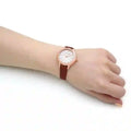 Emporio Armani Mia Quartz Silver Dial Brown Leather Strap Watch For Women - AR11525