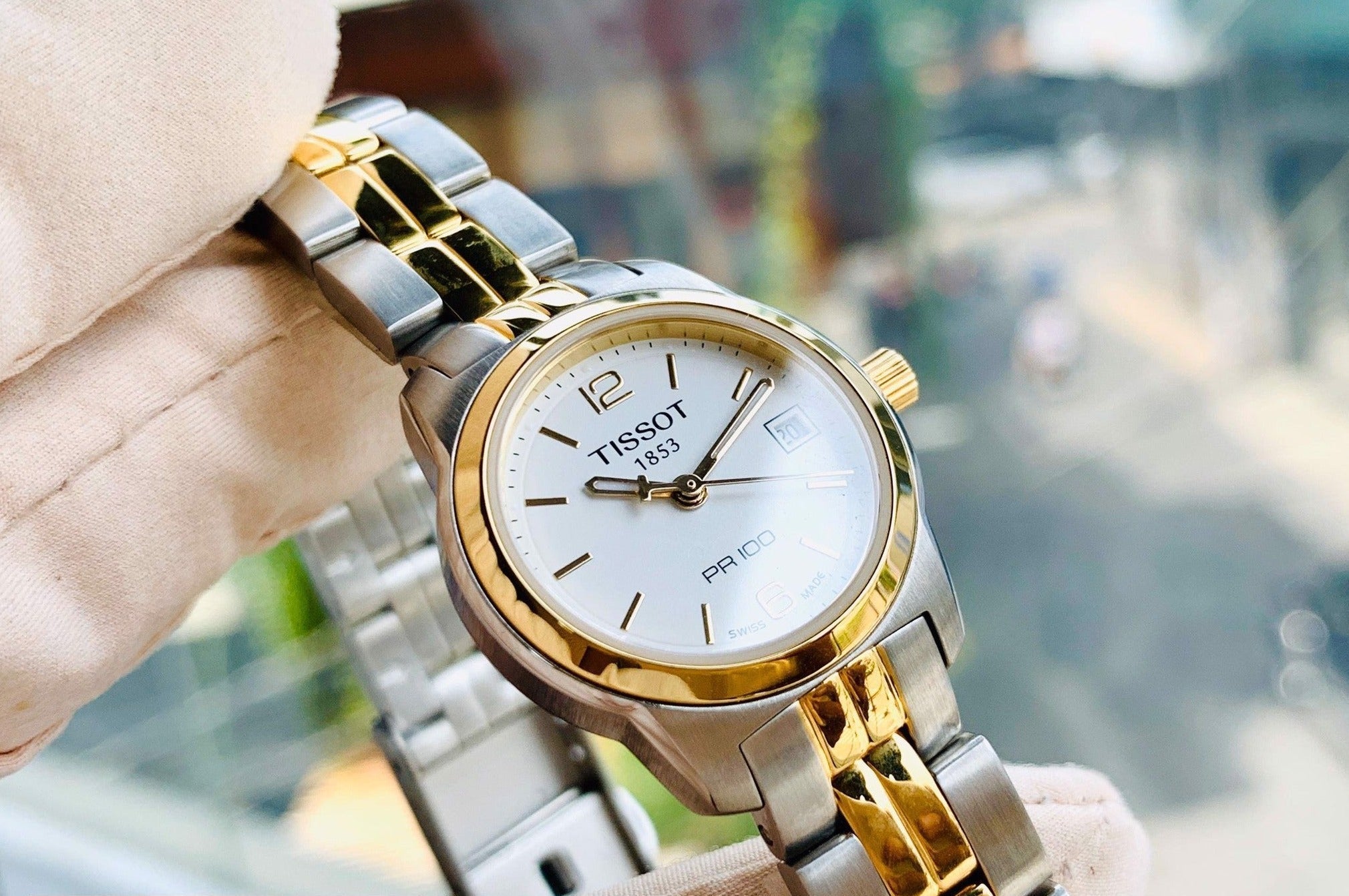Tissot T Classic PR100 Gold Plated Quartz Watch For Women - T049.210.22.017.00