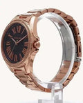 Michael Kors Kacie Three Hand Black Dial Rose Gold Steel Strap Watch for Women - MK6930
