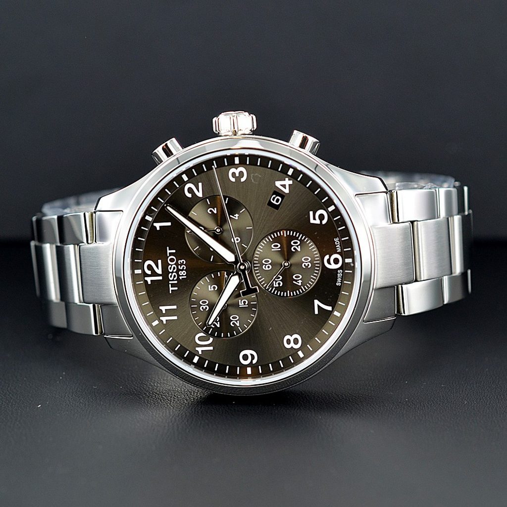 Tissot T Classic Chrono XL Black Dial Silver Steel Strap Watch For Men - T116.617.11.057.01
