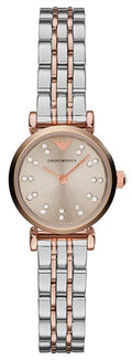 Emporio Armani Gianni T Bar Grey Dial Two Tone Steel Strap Watch For Women - AR1841