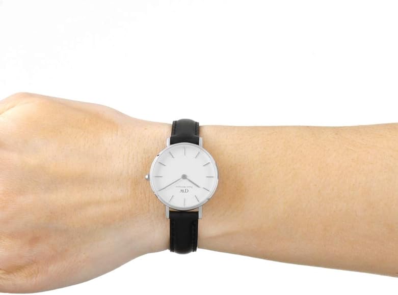 Daniel Wellington Classic Petite Sheffield White Dial Black Leather Strap Watch For Women - DW00100242