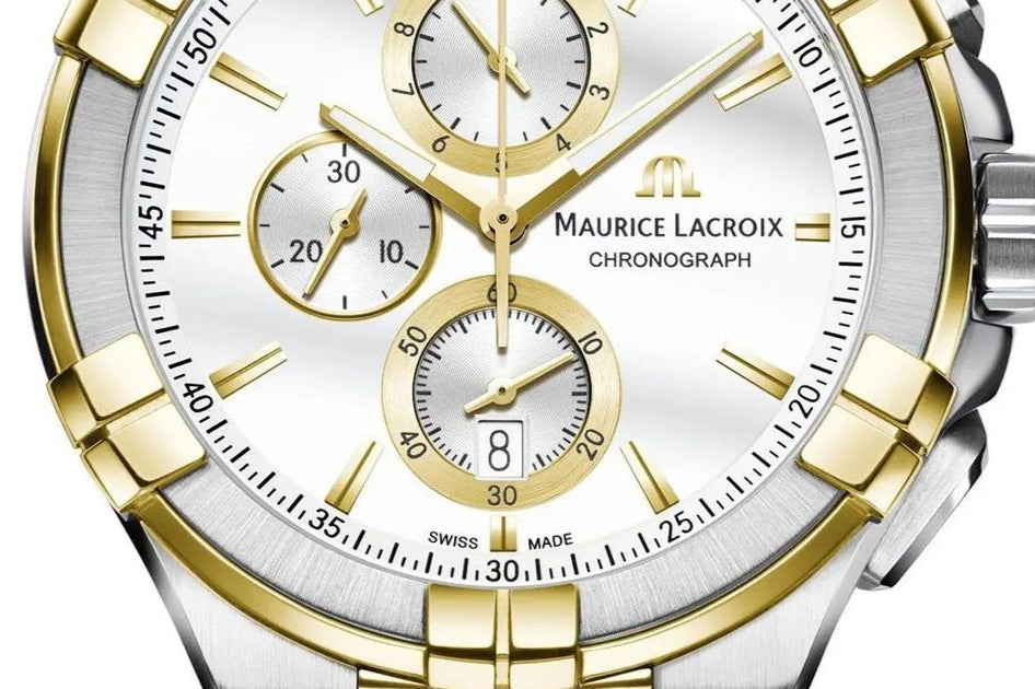 Maurice Lacroix Aikon Chronograph White Dial Brown Leather Strap Watch For Men - AI1018-PVY11-132-1