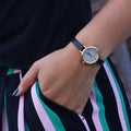Marc Jacobs Sally White Dial Black Leather Strap Watch for Women - MBM1352