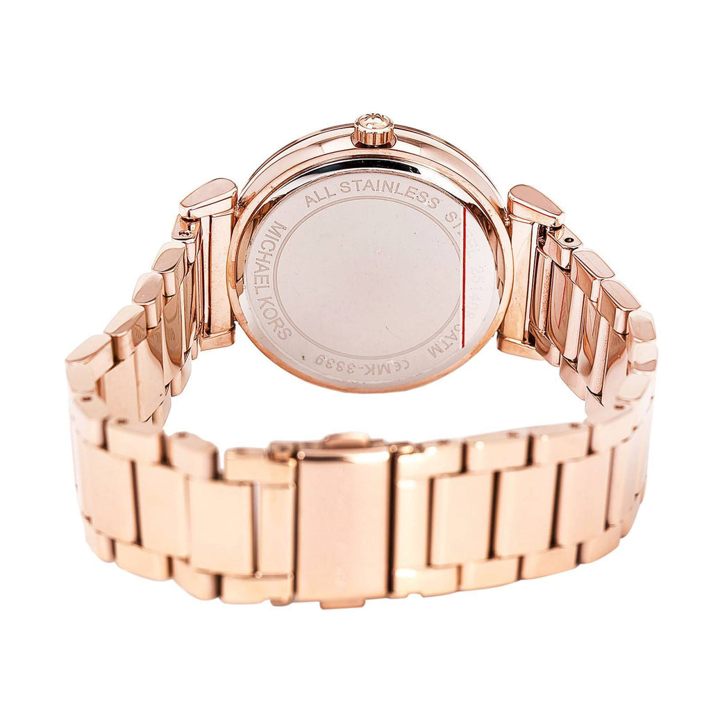 Michael Kors Catlin Black Dial Rose Gold Steel Strap Watch for Women - MK3339