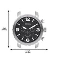 Fossil Nate Chronograph Black Dial Silver Steel Strap Watch for Men - JR1353