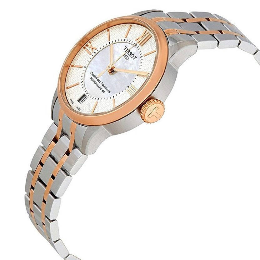 Tissot Chemin Des Tourelles Powermatic 80 Helvetic Price Lady Silver Dial Two Tone Steel Strap Watch For Women - T099.207.22.118.01